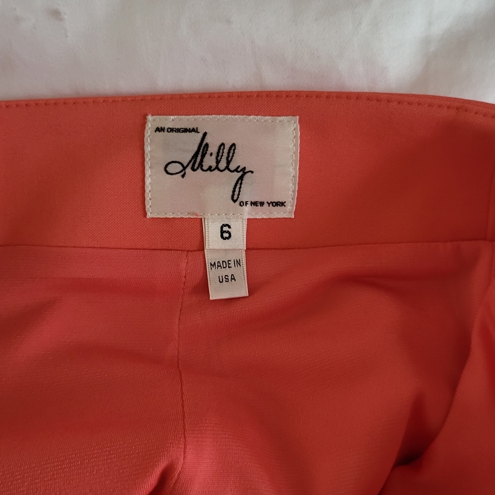 MILLY mini skirt with back zipper. Coral. Size 6. Unworn - Picture 8 of 9
